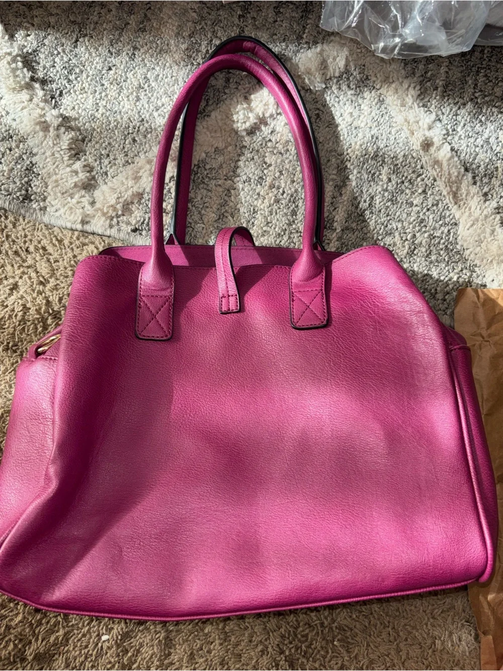 Target Fuchsia Shoulder Tote with Gold Accent